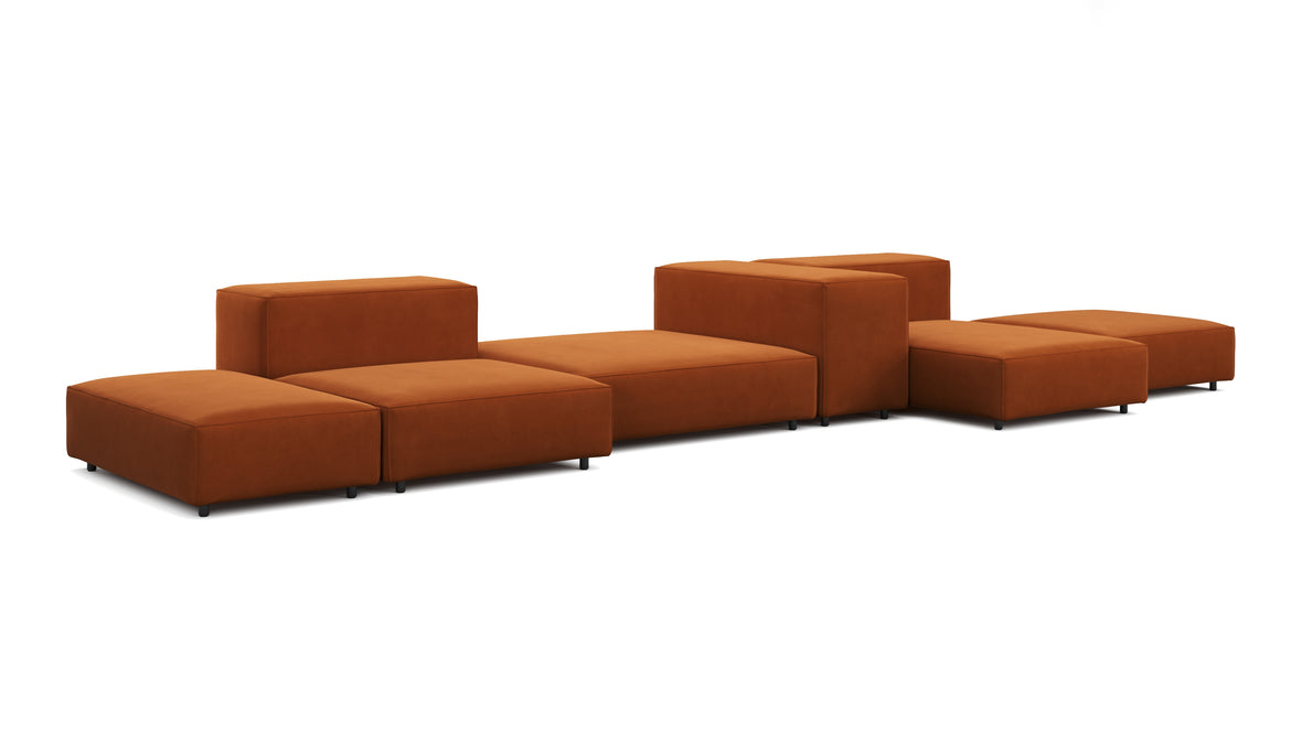 Extrasoft - Extrasoft Sectional Sofa, Combination 2, Right, Burnt Orange Velvet