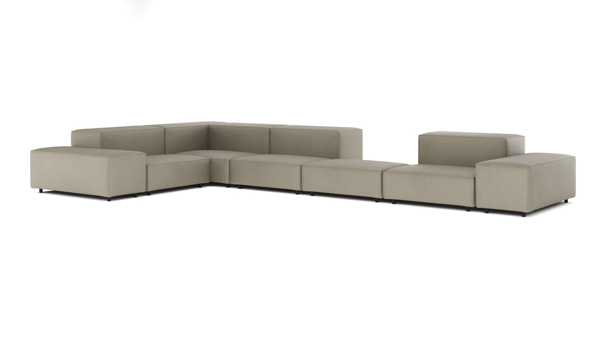 Extrasoft - Extrasoft Sectional Sofa, Large Left Corner, Beige Gray Vegan Leather