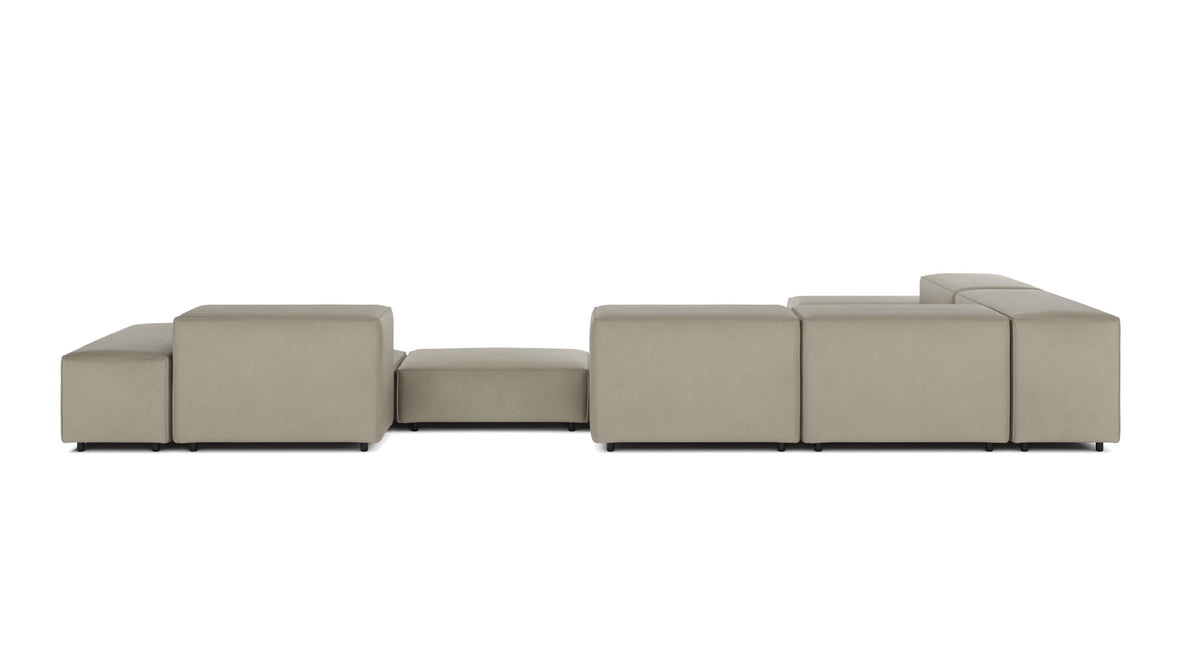 Extrasoft - Extrasoft Sectional Sofa, Large Left Corner, Beige Gray Vegan Leather