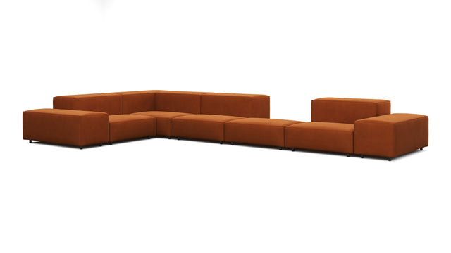 Extrasoft - Extrasoft Sectional Sofa, Large Left Corner, Burnt Orange Velvet