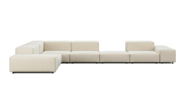 Extrasoft - Extrasoft Sectional Sofa, Large Left Corner, Eggshell Vegan Suede