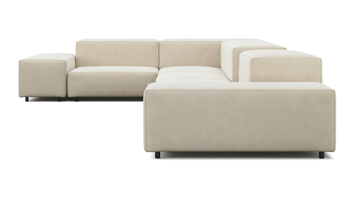 Extrasoft - Extrasoft Sectional Sofa, Large Left Corner, Eggshell Vegan Suede