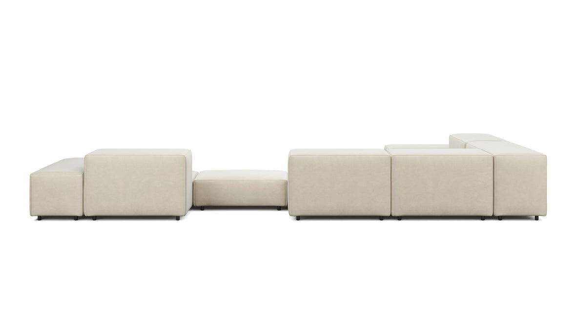 Extrasoft - Extrasoft Sectional Sofa, Large Left Corner, Eggshell Vegan Suede