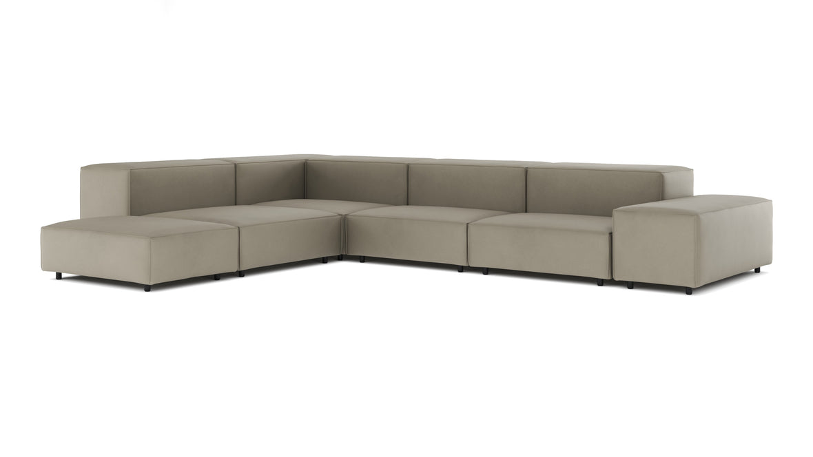 Extrasoft - Extrasoft Sectional Sofa, Left Corner, Beige Gray Vegan Leather