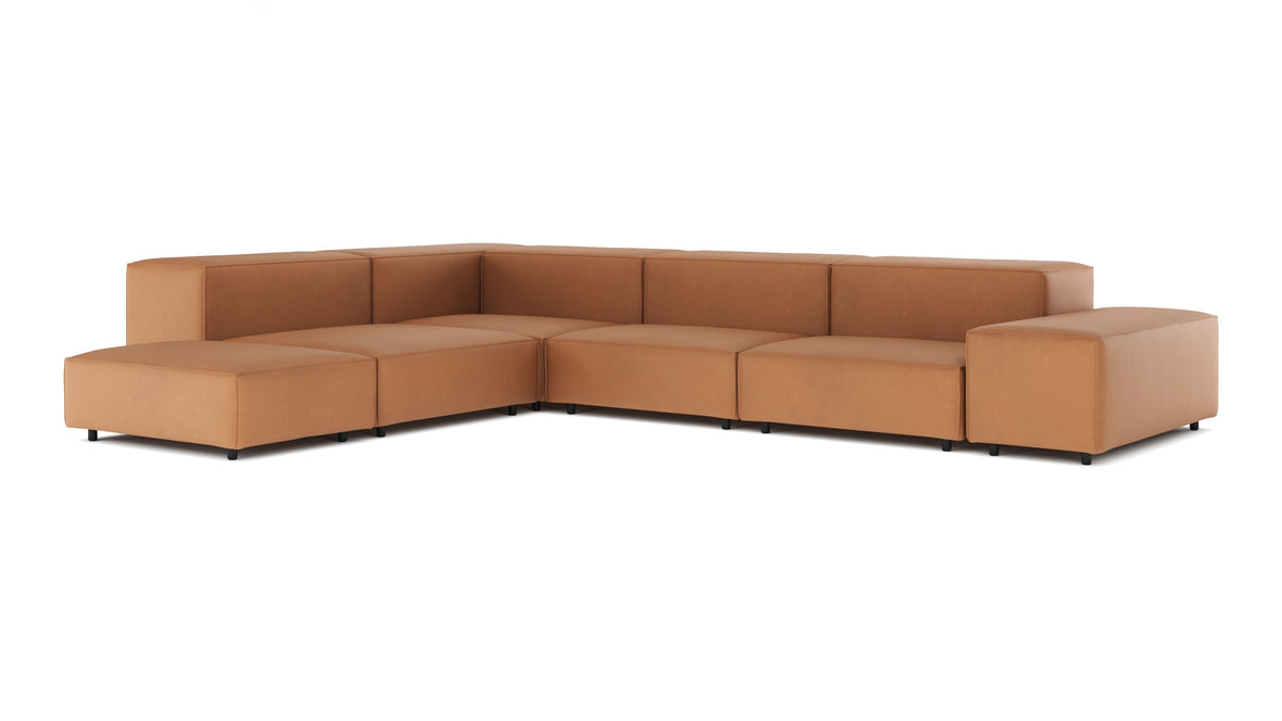 Extrasoft - Extrasoft Sectional Sofa, Left Corner, Tan Vegan Leather