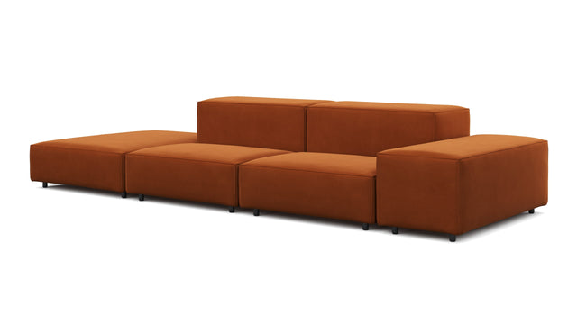 Extrasoft - Extrasoft Sectional Sofa, Open End Sofa, Left, Burnt Orange Velvet