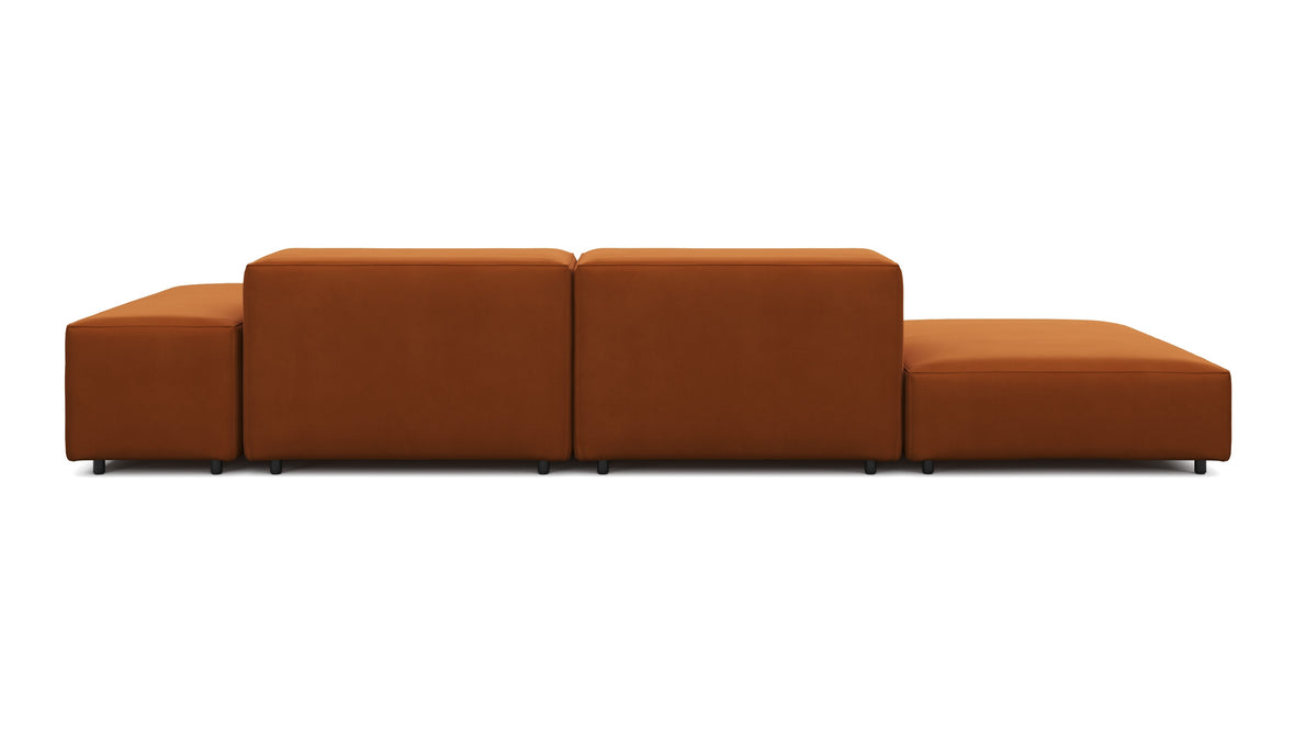 Extrasoft - Extrasoft Sectional Sofa, Open End Sofa, Left, Burnt Orange Velvet