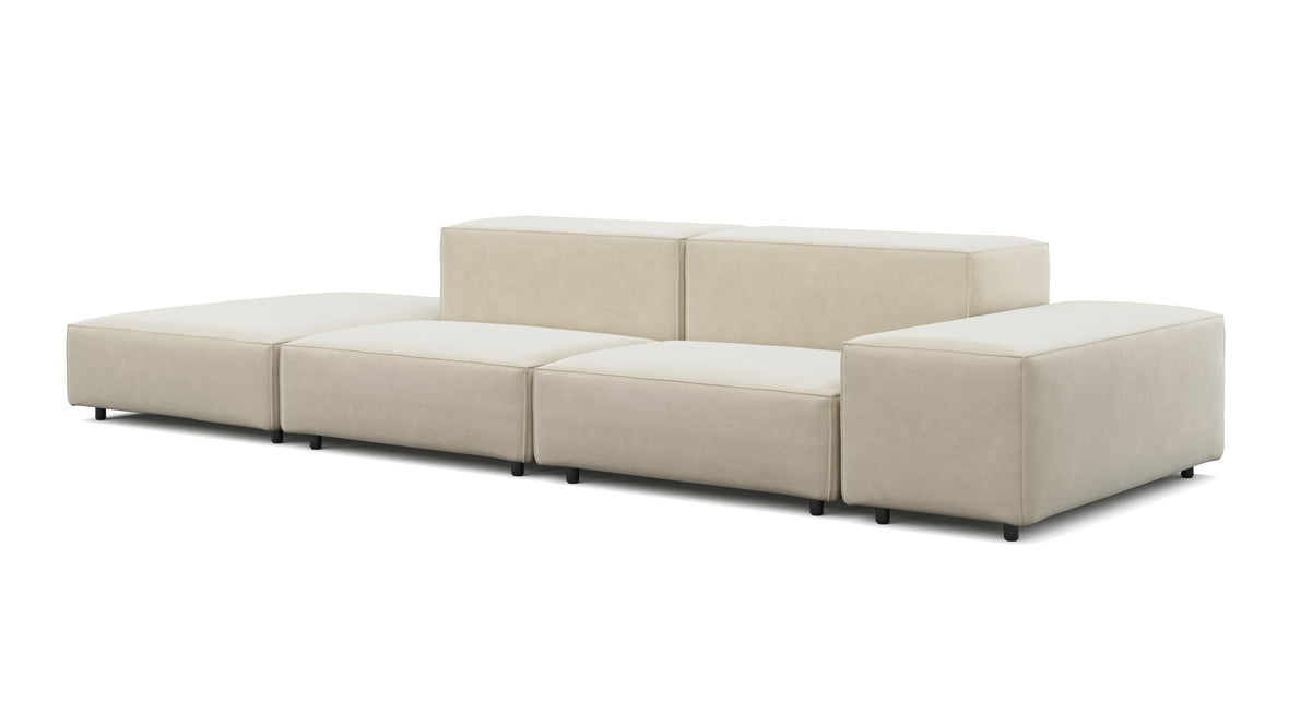 Extrasoft - Extrasoft Sectional Sofa, Open End Sofa, Left, Eggshell Vegan Suede