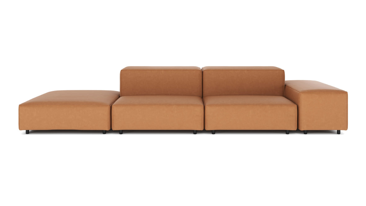 Extrasoft - Extrasoft Sectional Sofa, Open End Sofa, Left, Tan Vegan Leather