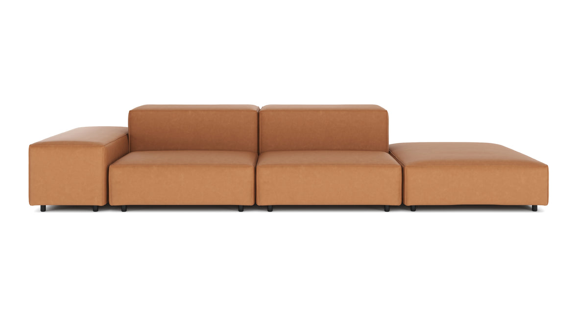 Extrasoft - Extrasoft Sectional Sofa, Open End Sofa, Right, Tan Vegan Leather