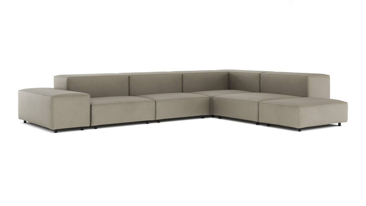 Extrasoft - Extrasoft Sectional Sofa, Right Corner, Beige Gray Vegan Leather