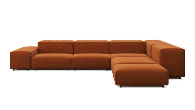 Extrasoft - Extrasoft Sectional Sofa, Right Corner, Burnt Orange Velvet