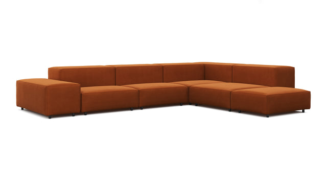 Extrasoft - Extrasoft Sectional Sofa, Right Corner, Burnt Orange Velvet