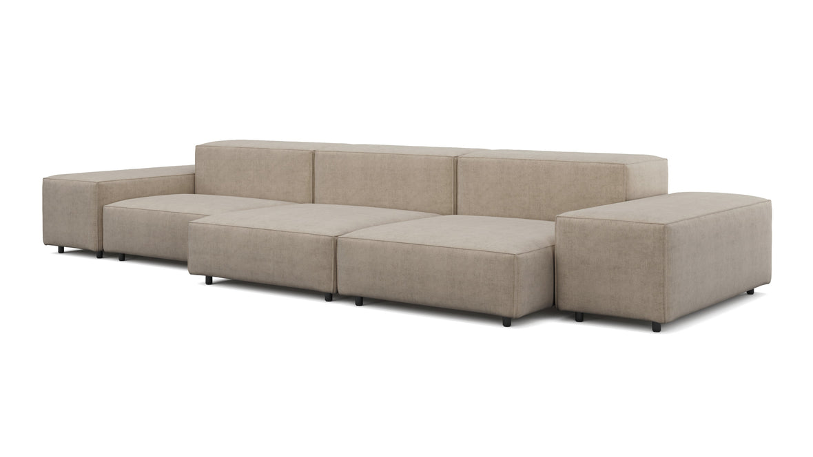 Extrasoft - Extrasoft Sectional Sofa, Three Seater Sofa, Left, Biscotti Brushed Weave