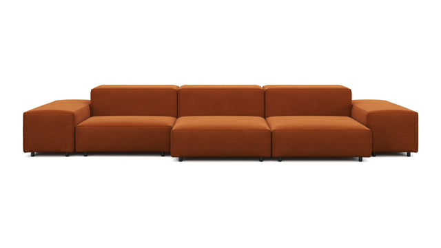 Extrasoft - Extrasoft Sectional Sofa, Three Seater Sofa, Left, Burnt Orange Velvet