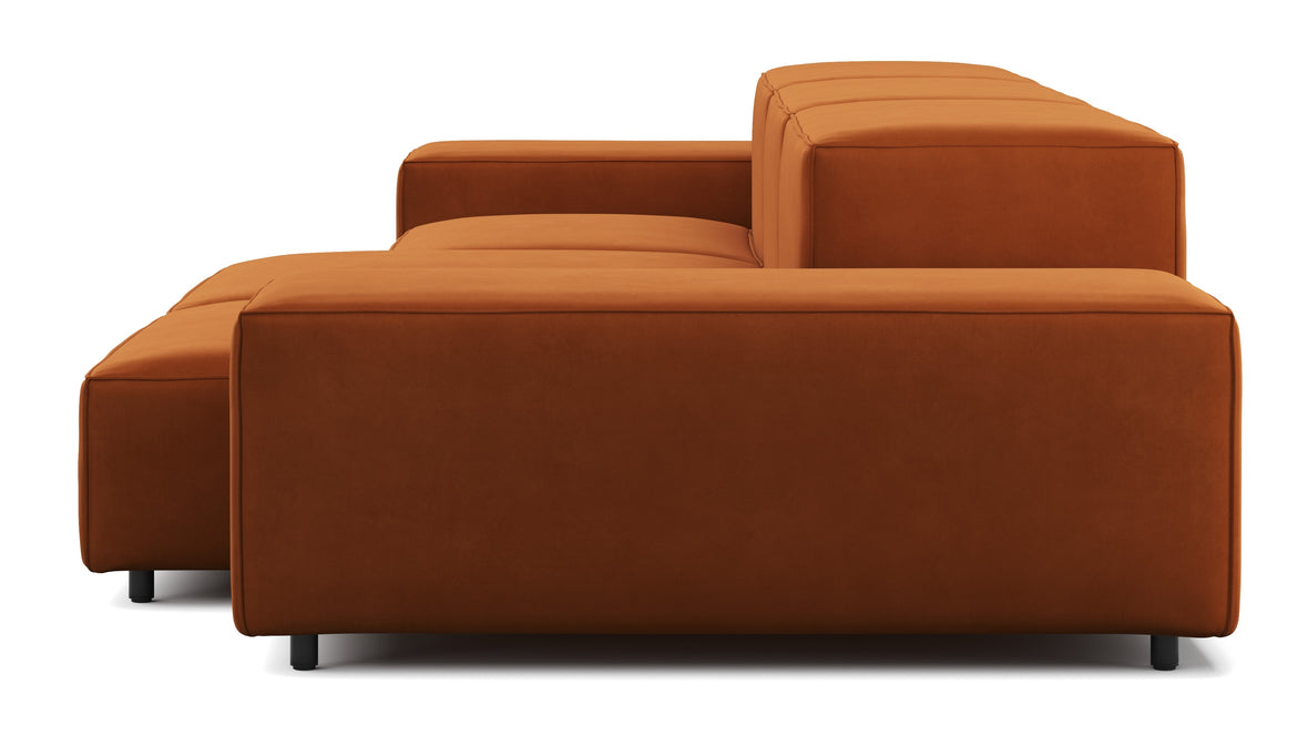 Extrasoft - Extrasoft Sectional Sofa, Three Seater Sofa, Left, Burnt Orange Velvet