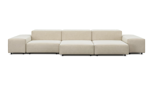 Extrasoft - Extrasoft Sectional Sofa, Three Seater Sofa, Left, Eggshell Vegan Suede