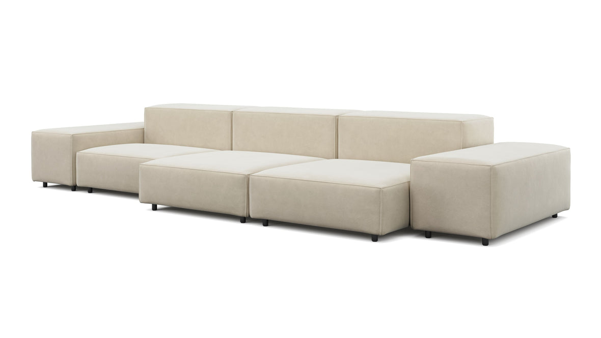 Extrasoft - Extrasoft Sectional Sofa, Three Seater Sofa, Left, Eggshell Vegan Suede