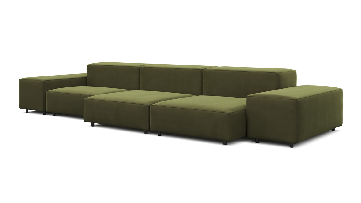 Extrasoft - Extrasoft Sectional Sofa, Three Seater Sofa, Left, Spruce Luxe Velvet