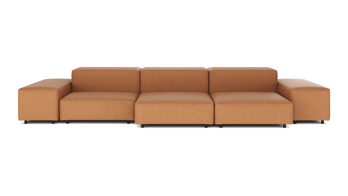 Extrasoft - Extrasoft Sectional Sofa, Three Seater Sofa, Left, Tan Vegan Leather