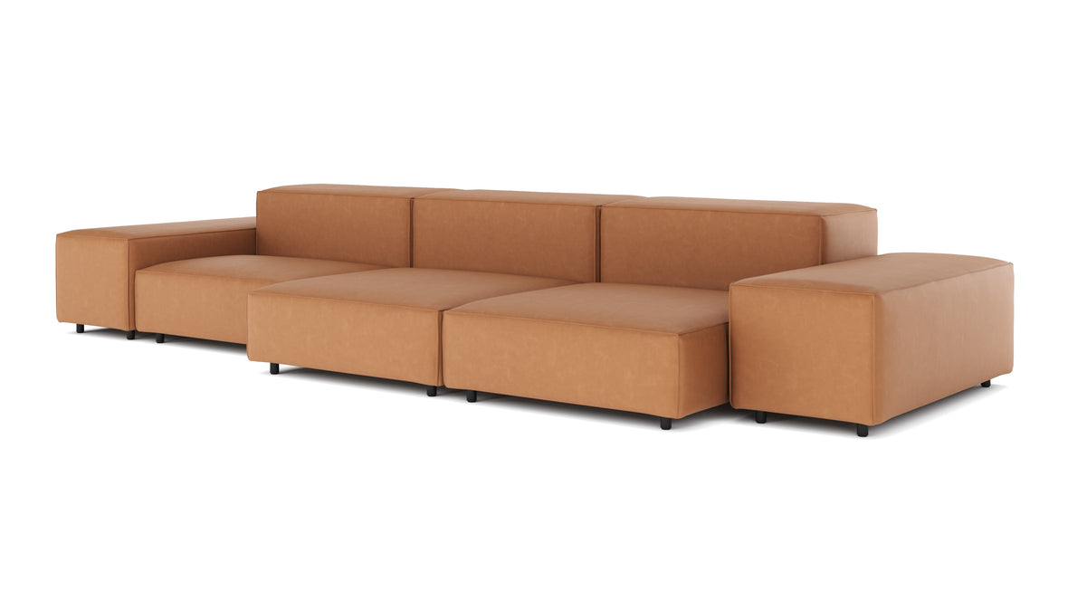 Extrasoft - Extrasoft Sectional Sofa, Three Seater Sofa, Left, Tan Vegan Leather