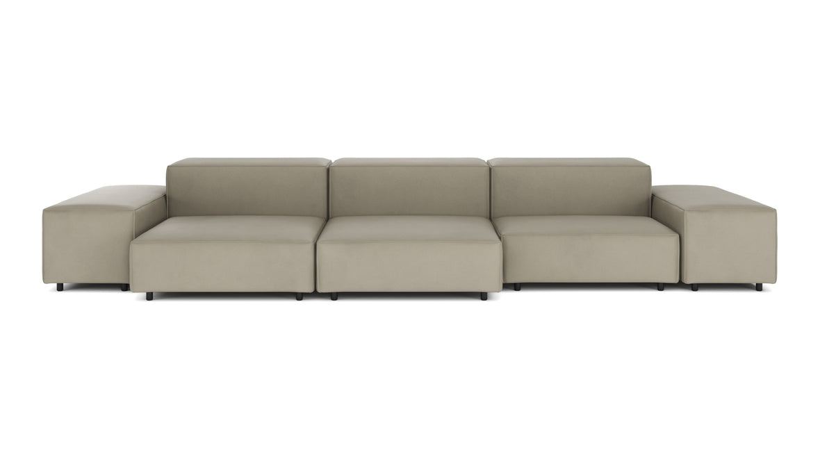 Extrasoft - Extrasoft Sectional Sofa, Three Seater Sofa, Right, Beige Gray Vegan Leather