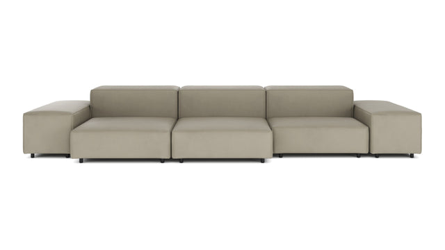 Extrasoft - Extrasoft Sectional Sofa, Three Seater Sofa, Right, Beige Gray Vegan Leather