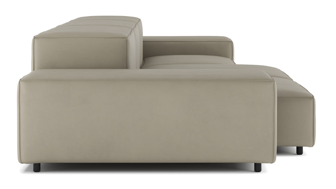 Extrasoft - Extrasoft Sectional Sofa, Three Seater Sofa, Right, Beige Gray Vegan Leather