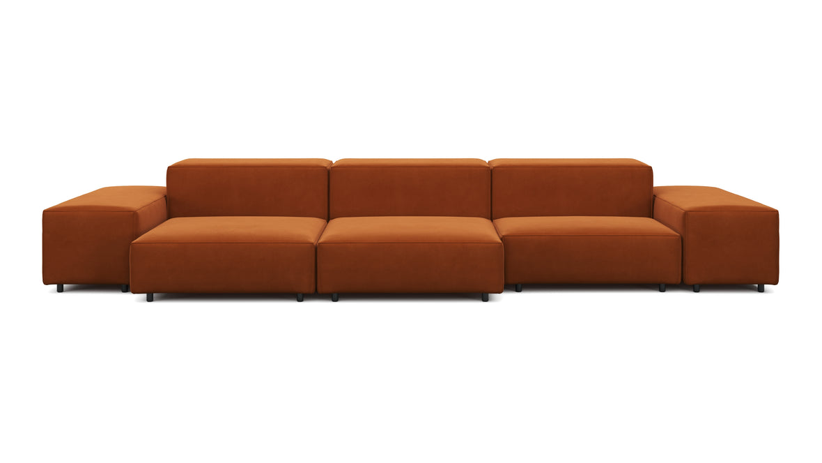 Extrasoft - Extrasoft Sectional Sofa, Three Seater Sofa, Right, Burnt Orange Velvet