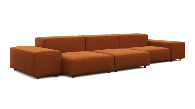 Extrasoft - Extrasoft Sectional Sofa, Three Seater Sofa, Right, Burnt Orange Velvet