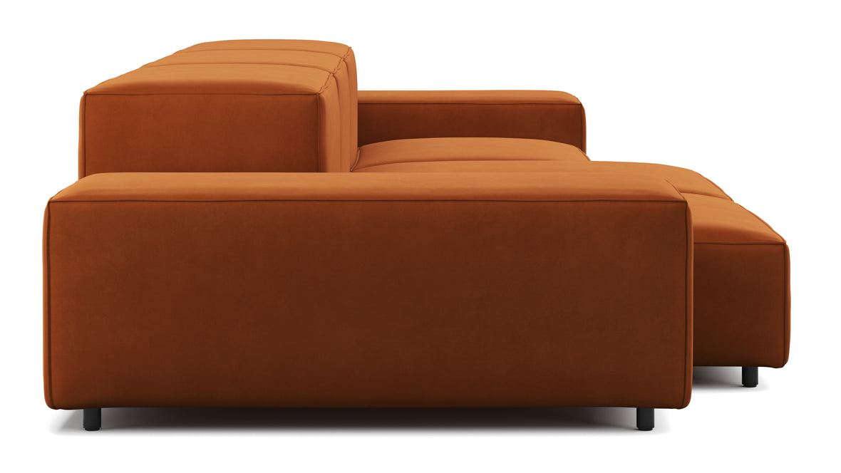 Extrasoft - Extrasoft Sectional Sofa, Three Seater Sofa, Right, Burnt Orange Velvet