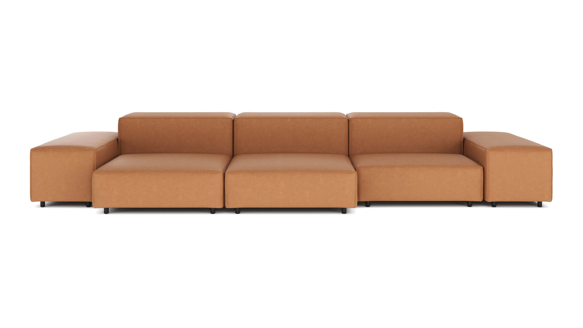 Extrasoft - Extrasoft Sectional Sofa, Three Seater Sofa, Right, Tan Vegan Leather