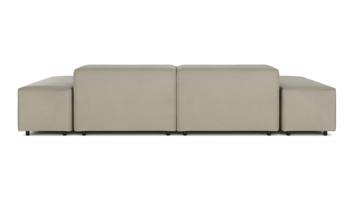 Extrasoft - Extrasoft Sectional Sofa, Two Seater Sofa, Beige Gray Vegan Leather