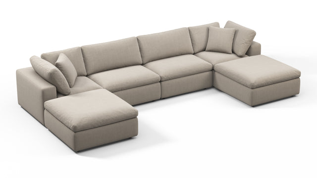 Sky - Sky Sectional Sofa, Double Chaise, Beige Linen