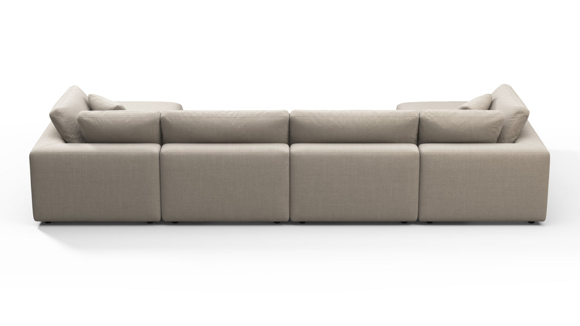 Sky - Sky Sectional Sofa, Double Chaise, Beige Linen