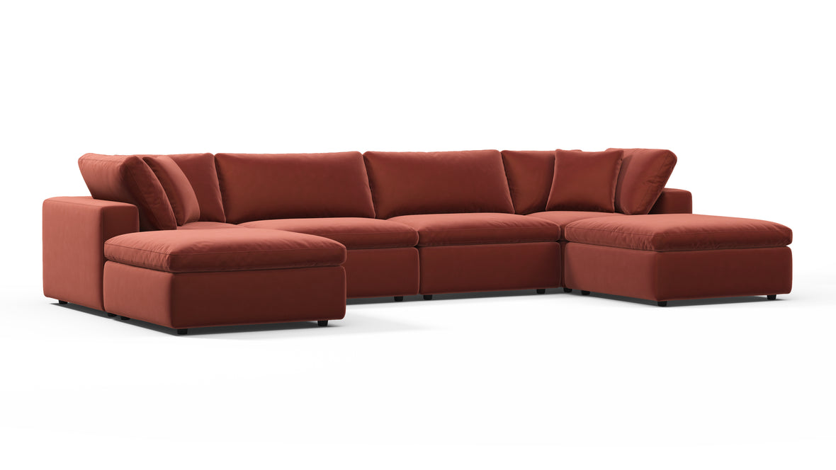 Sky - Sky Sectional Sofa, Double Chaise, Cinnamon Velvet