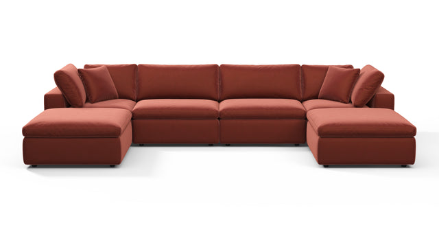 Sky - Sky Sectional Sofa, Double Chaise, Cinnamon Velvet