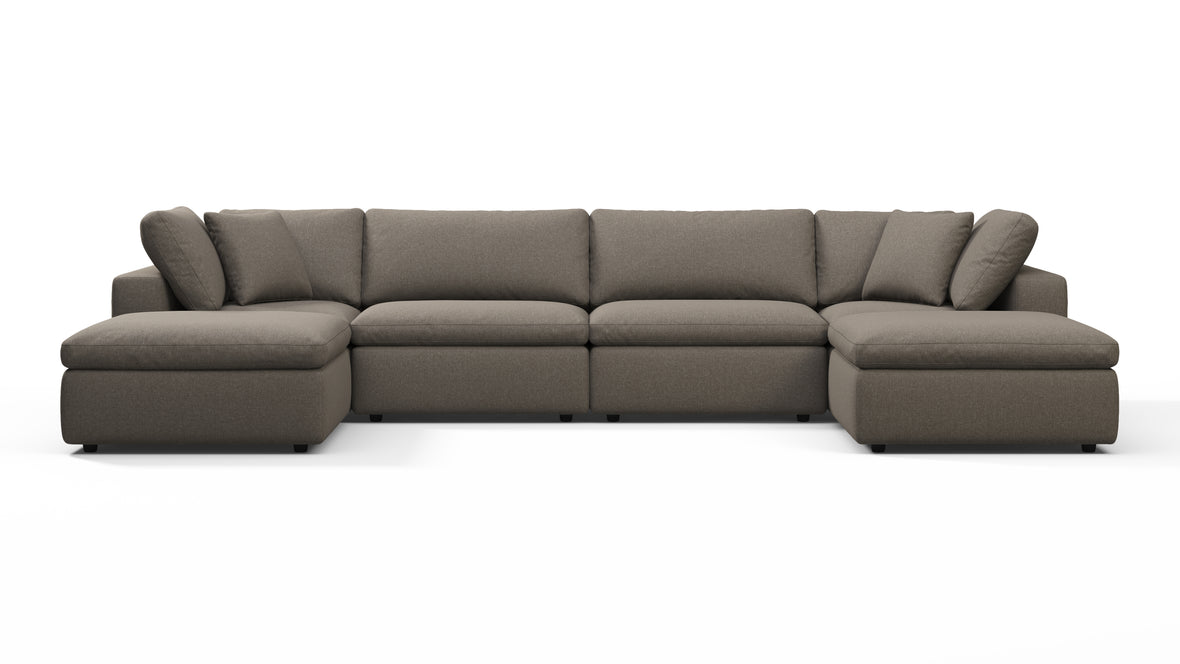 Sky - Sky Sectional Sofa, Double Chaise, Coffee Brushed Weave