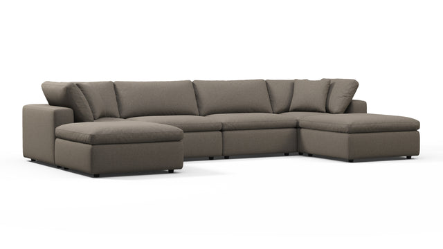 Sky - Sky Sectional Sofa, Double Chaise, Coffee Brushed Weave