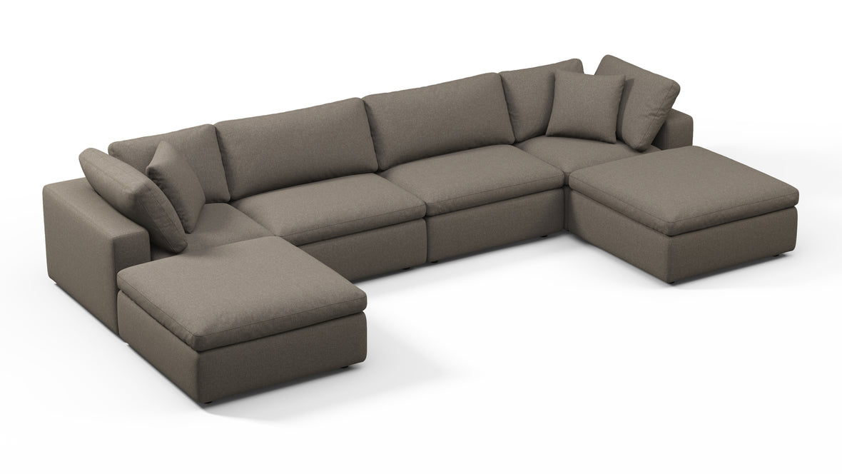 Sky - Sky Sectional Sofa, Double Chaise, Coffee Brushed Weave