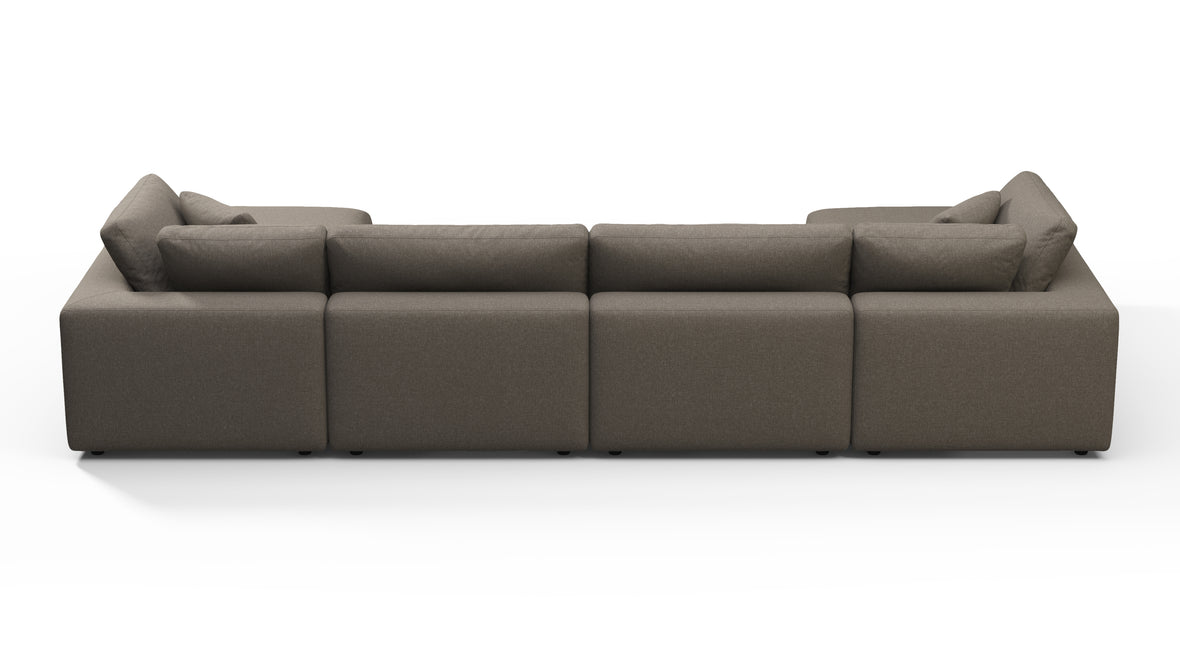 Sky - Sky Sectional Sofa, Double Chaise, Coffee Brushed Weave