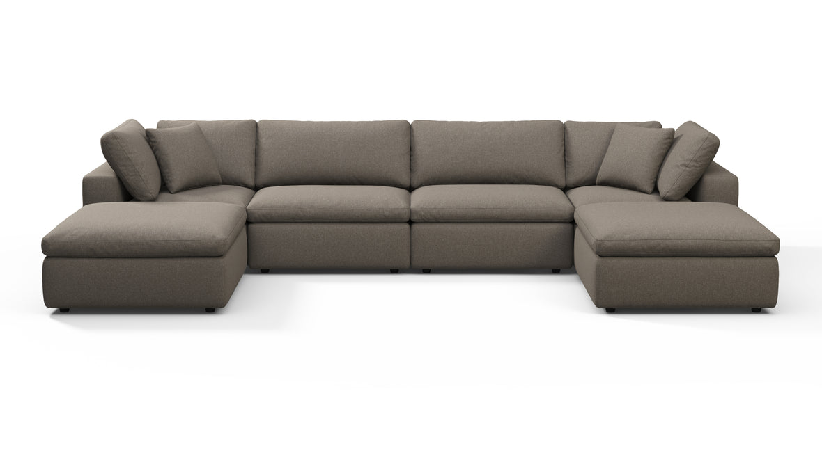 Sky - Sky Sectional Sofa, Double Chaise, Coffee Brushed Weave