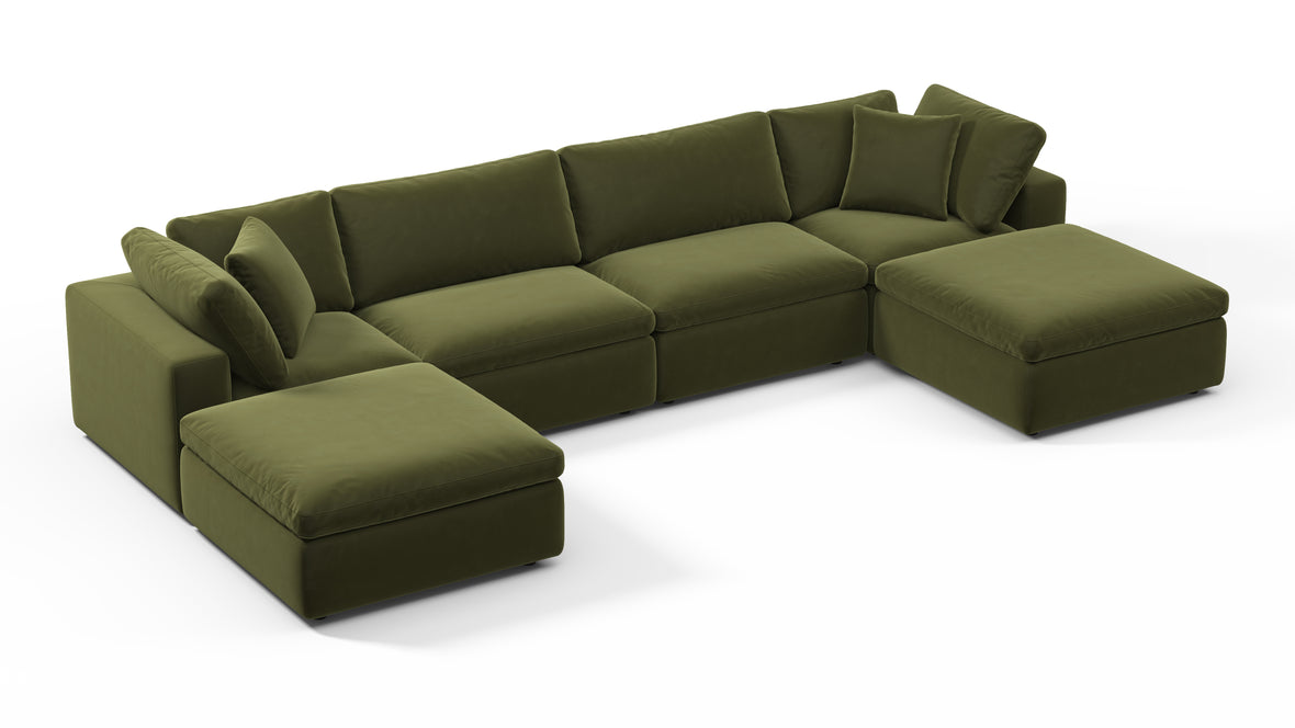 Sky - Sky Sectional Sofa, Double Chaise, Spruce Luxe Velvet