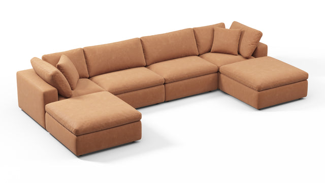 Sky - Sky Sectional Sofa, Double Chaise, Tan Vegan Leather