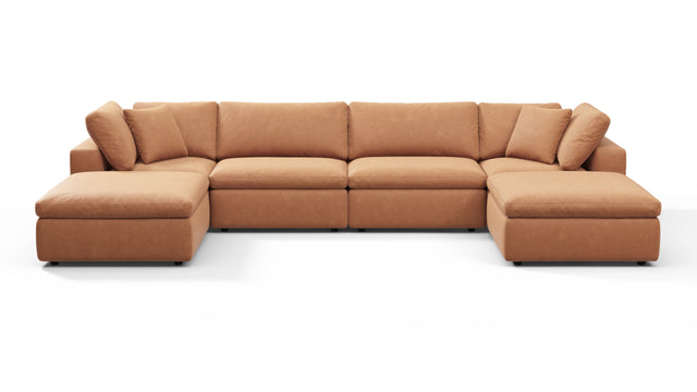 Sky - Sky Sectional Sofa, Double Chaise, Tan Vegan Leather