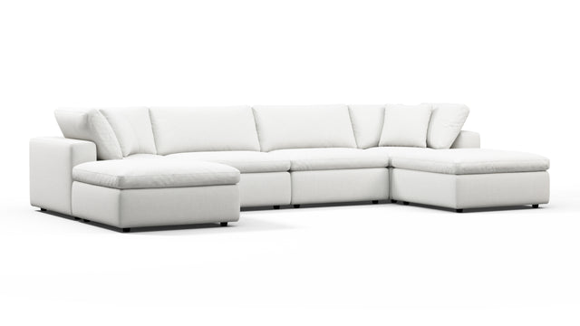 Sky - Sky Sectional Sofa, Double Chaise, White Linen