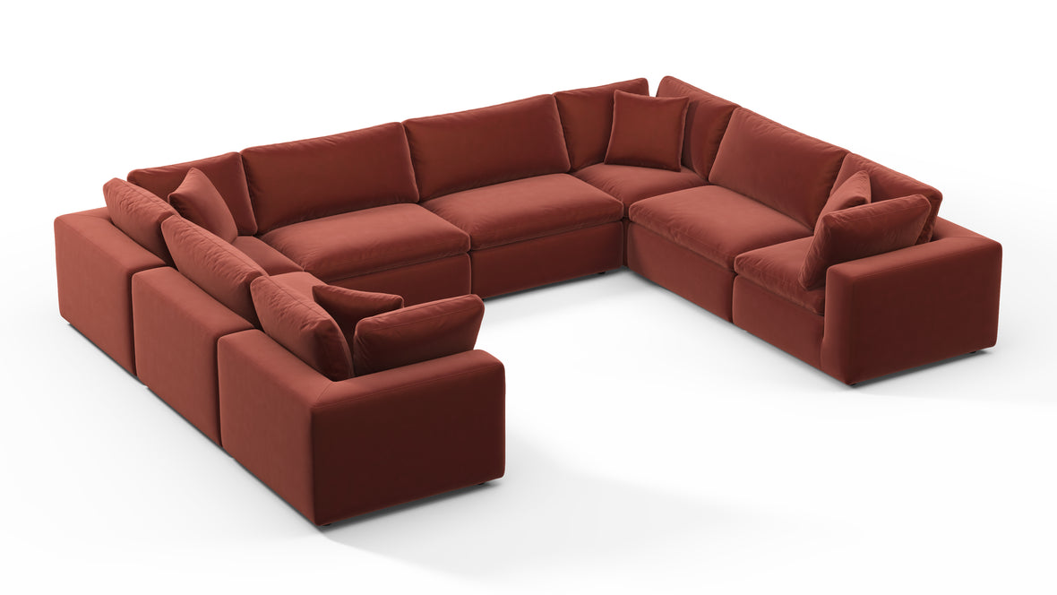 Sky - Sky Sectional Sofa, Eight Seater, Cinnamon Velvet