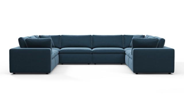 Sky - Sky Sectional Sofa, Eight Seater, Prussian Blue Luxe Velvet