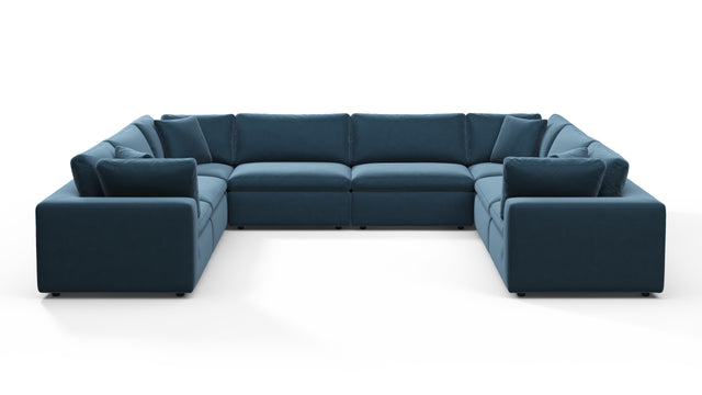 Sky - Sky Sectional Sofa, Eight Seater, Prussian Blue Luxe Velvet