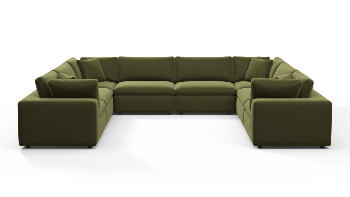 Sky - Sky Sectional Sofa, Eight Seater, Spruce Luxe Velvet